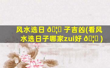 风水选日 🦍 子吉凶(看风水选日子哪家zui
好 🦁 )
